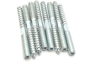 HAOZHENG Hanger Bolt M8x79 Silvery Double Headed Bolt Self-Tapping Screw with Hexagon for Furniture 8Pcs