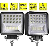 Muto-Beam LED Tractor Work Light Bars, 2PCS 4 Inch Pods LED Driving Lights Fog Lights Square Lighting Spot Flood Combo Light for Truck Tractor Trailer ATV UTV SXS Pickup Boat
