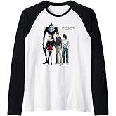 Death Note Main Characters Posing with Logo Anime Raglan Baseball Tee