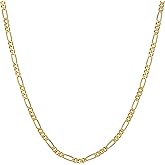 LIFETIME JEWELRY 2.5mm Figaro Chain Necklace 24k Real Gold Plated Women and Men