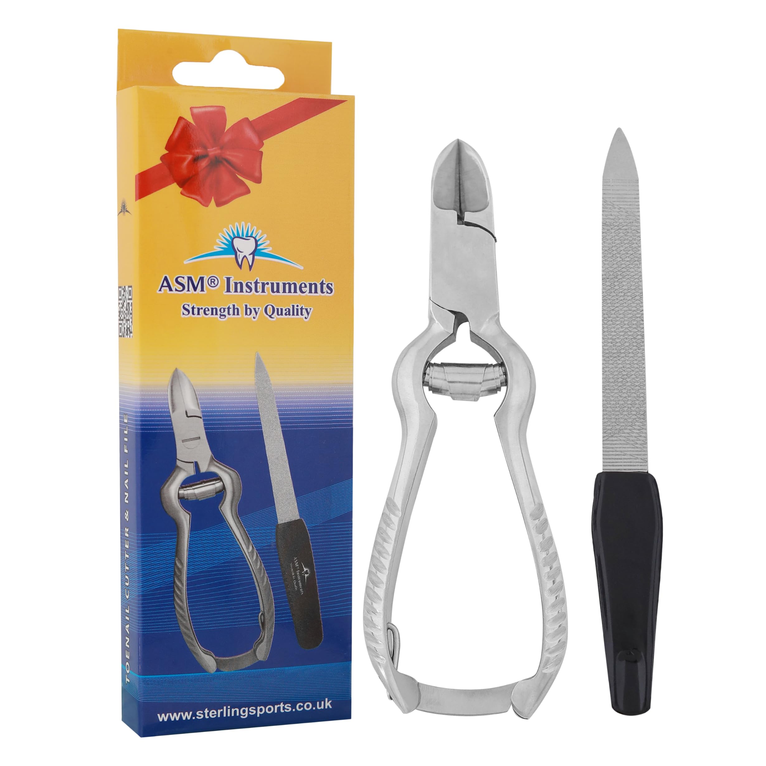 ASM Toe Nail Clippers for Thick Nails with Nailfile - Heavy Duty Stainless Steel Nail Clipper Set for Fingernail Ingrown Toenail Treatment - Perfect Christmas Gifts for Women & Men