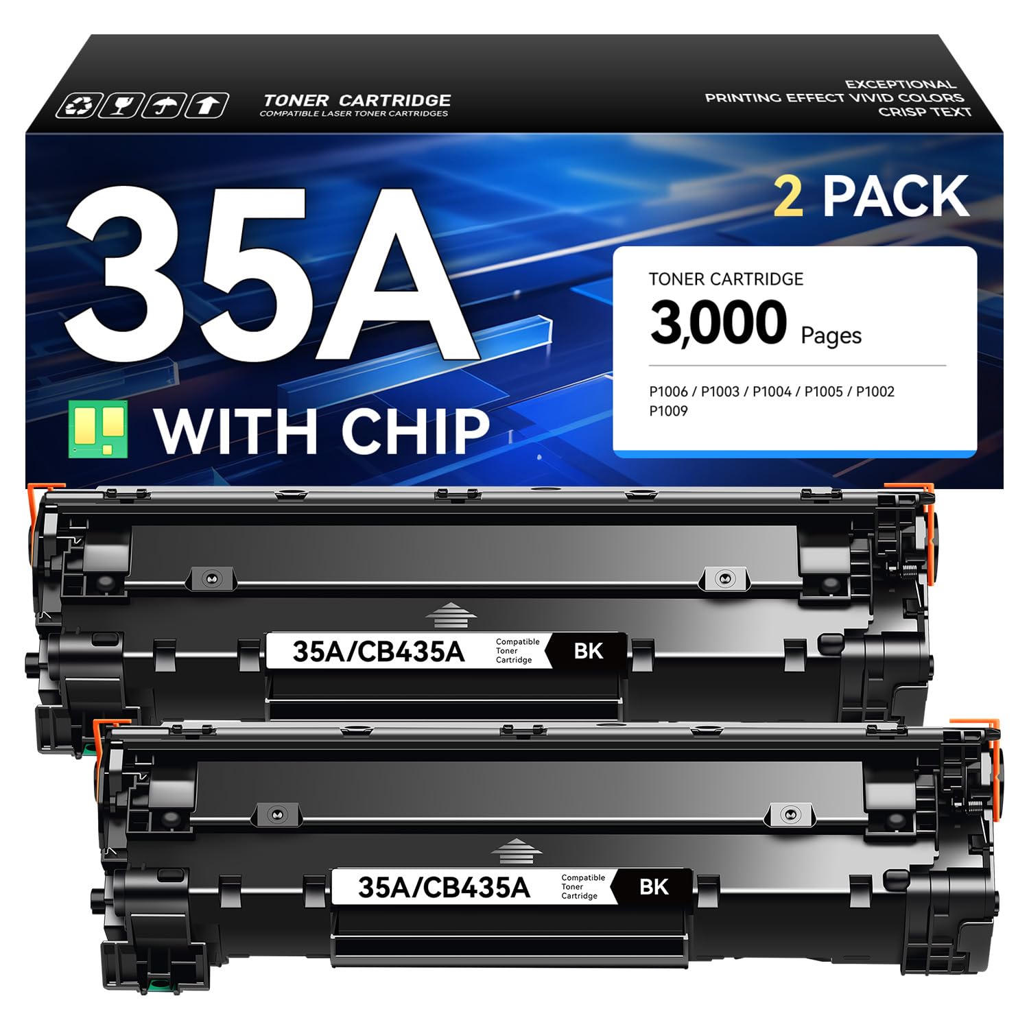 35A Toner Cartridge Black 2-Pack Replacement for HP