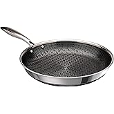 Hell's Kitchen Hybrid 11" Frying Pan, Tri-Clad Stainless Steel and Nonstick Ceramic PFAS Free, no PFOA, no PTFE, no Teflon, Non Toxic Cookware, Metal Utensil Safe, All Cooktops, Oven Safe