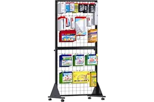 LOCENHU Grid Wall Panels,Triangular Supporting Metal Panels,4 Wheels and 4 Fixed Legs,Retail Display Rack,Grid Wall for Craft Shows,Retail,Home,Assembly Required.