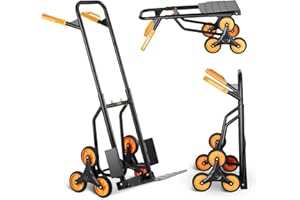 VEVOR Stair Climbing Cart, 440 lbs Capacity Stair Climber Hand Truck and Dolly, Heavy-Duty Folding Trolley Cart with Dual Han