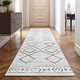 jinchan Hallway Runner Rug 3x7 - Moroccan Kitchen Machine Washable Runner Rug Modern Geometric Soft Faux Wool Ultra-Thin Low-Pile Non-Slip Carpet for Laundry Room Bedroom Farmhouse (3x7ft, Taupe)