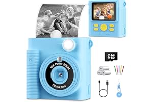 LETSHAHA Kids Camera Instant Print, Christmas Birthday Gifts for Toddle Girls Boys, 1080P Instant Camera with 3 Roll no-Ink Print Paper 32G SD Card, Blue