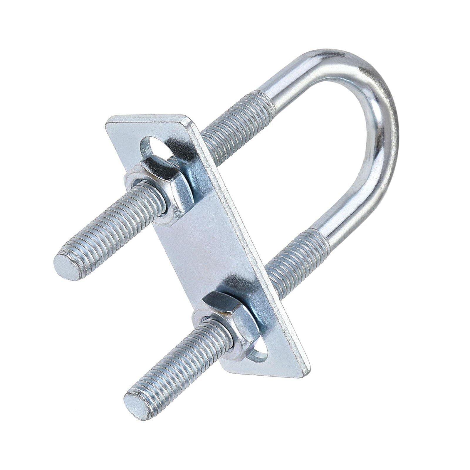 TOP-VIGOR M8 Round U-Bolts, 25mm Inner Width 90mm Length Steel U-Bolts with Nut, Plate for Building Installations Mechanical Parts Connection Cehicles Ships