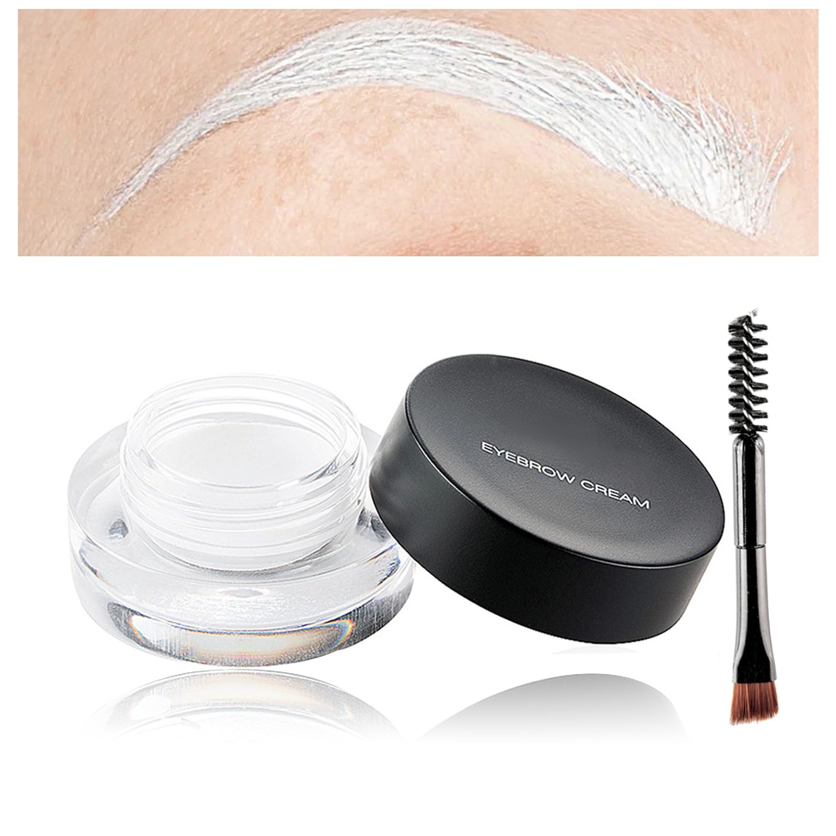 Photo 1 of Eyebrow Pomade Cream,Brow Pomade Gel Naturally Long Lasting Waterproof,Delicate and Smooth Eye Brow Makeup Cosmetics with Eyebrow Brush - White