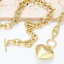 BONJOULRY Chunky Gold Bubble Heart Charm Toggle