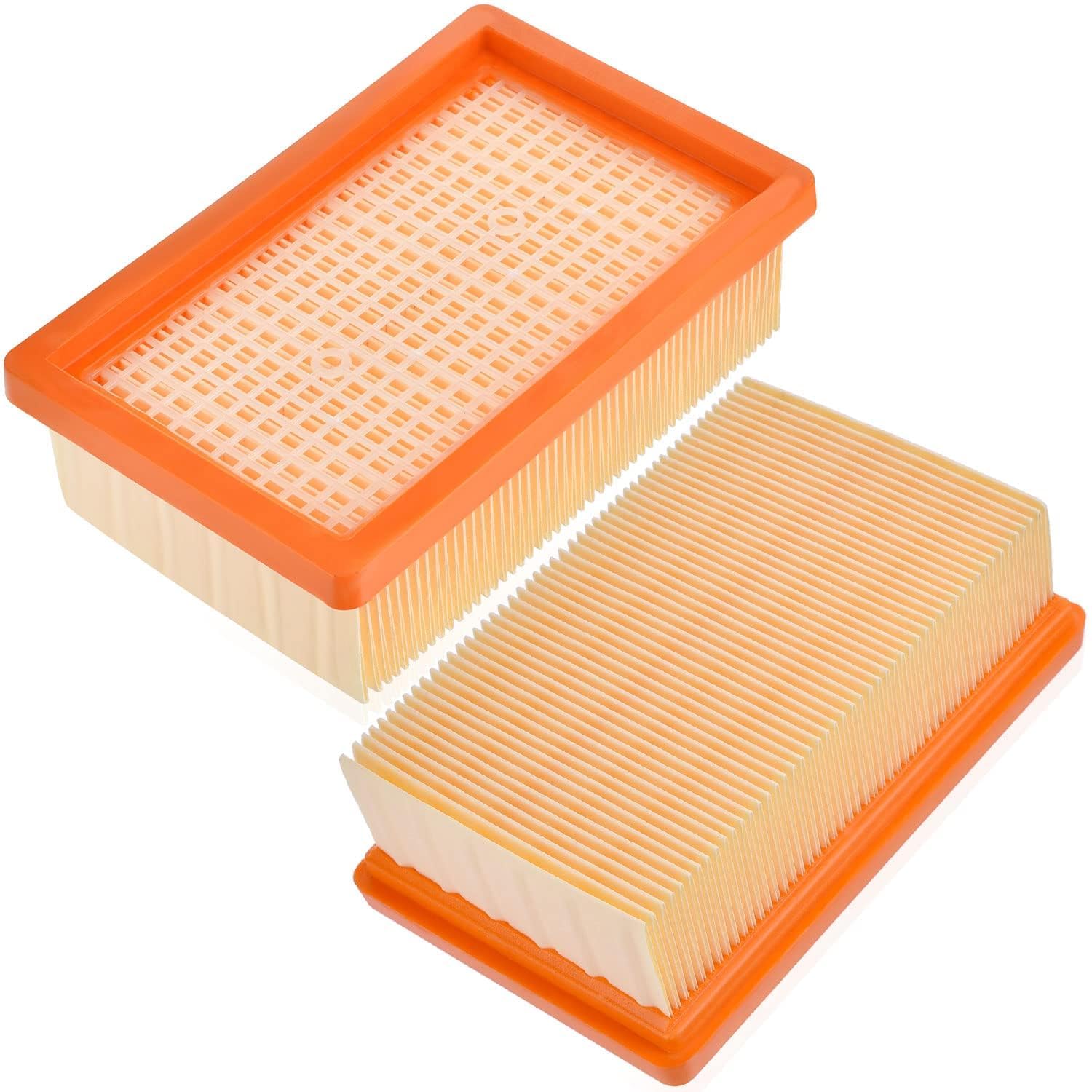 2 Flat Pleated Filter Replacement Parts for Kärcher WD4, WD5, WD6, MV4, MV5, MV6, Filter Replacement Parts for Karcher Wet and Dry Multi-Purpose Vacuum Filters, 2.863-005.0 4410