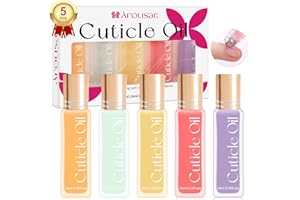 Arousar Cuticle Oil, 5pcs 10ml Nail Oils Set Rollerball Applicator for Nails Natural Cuticle Care Kit Essential Oils for Nails Smoothing, Nourishing, and Moisturizing, Sweet Almond