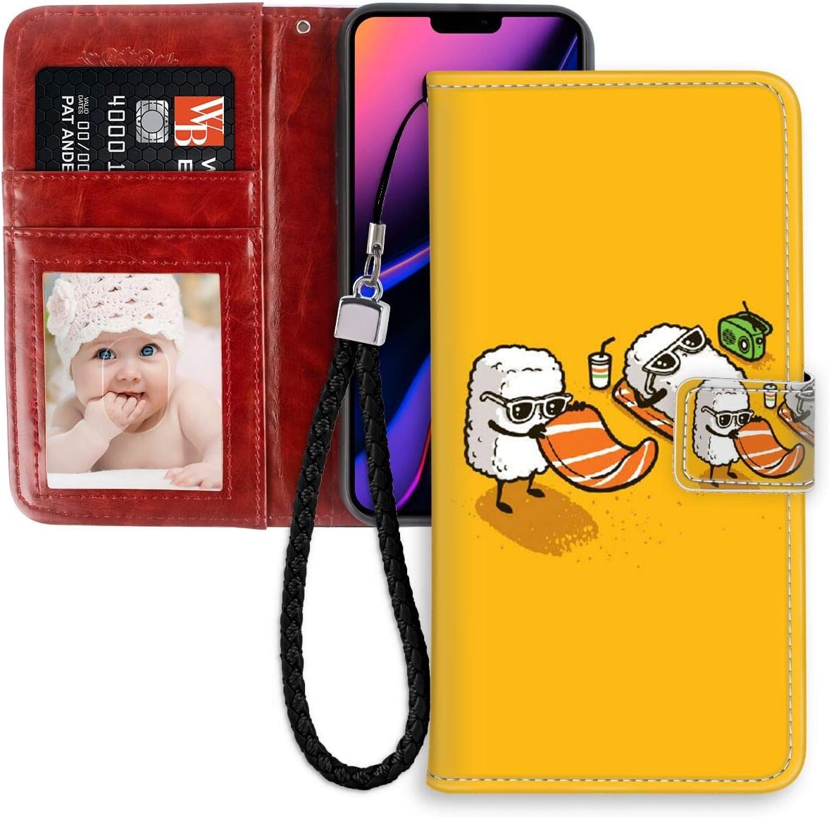 Wallet Case Compatible Apple iPhone 11 Pro Max (2019) (6.5in) Sushi with ID Slot