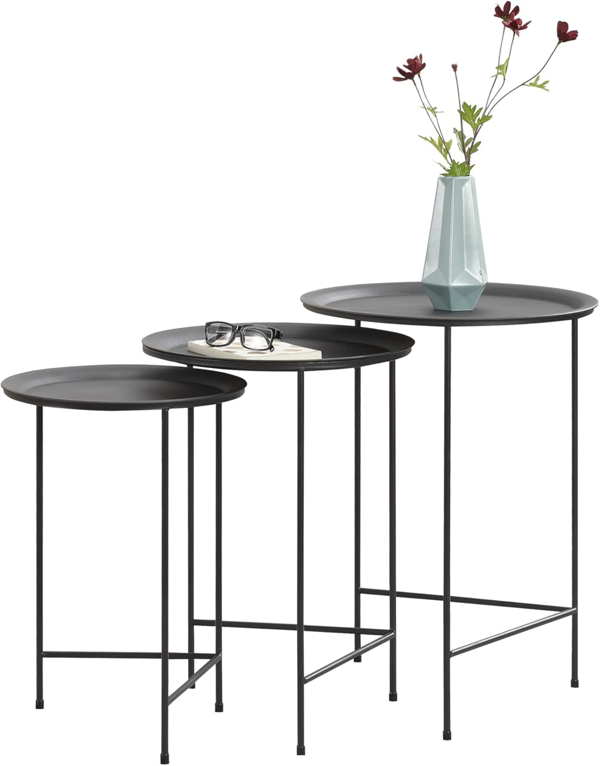En Casa Coffee Table Side Table 3 Piece Set Different Sizes Storage Surface Metal Black Amazon Co Uk Kitchen Home