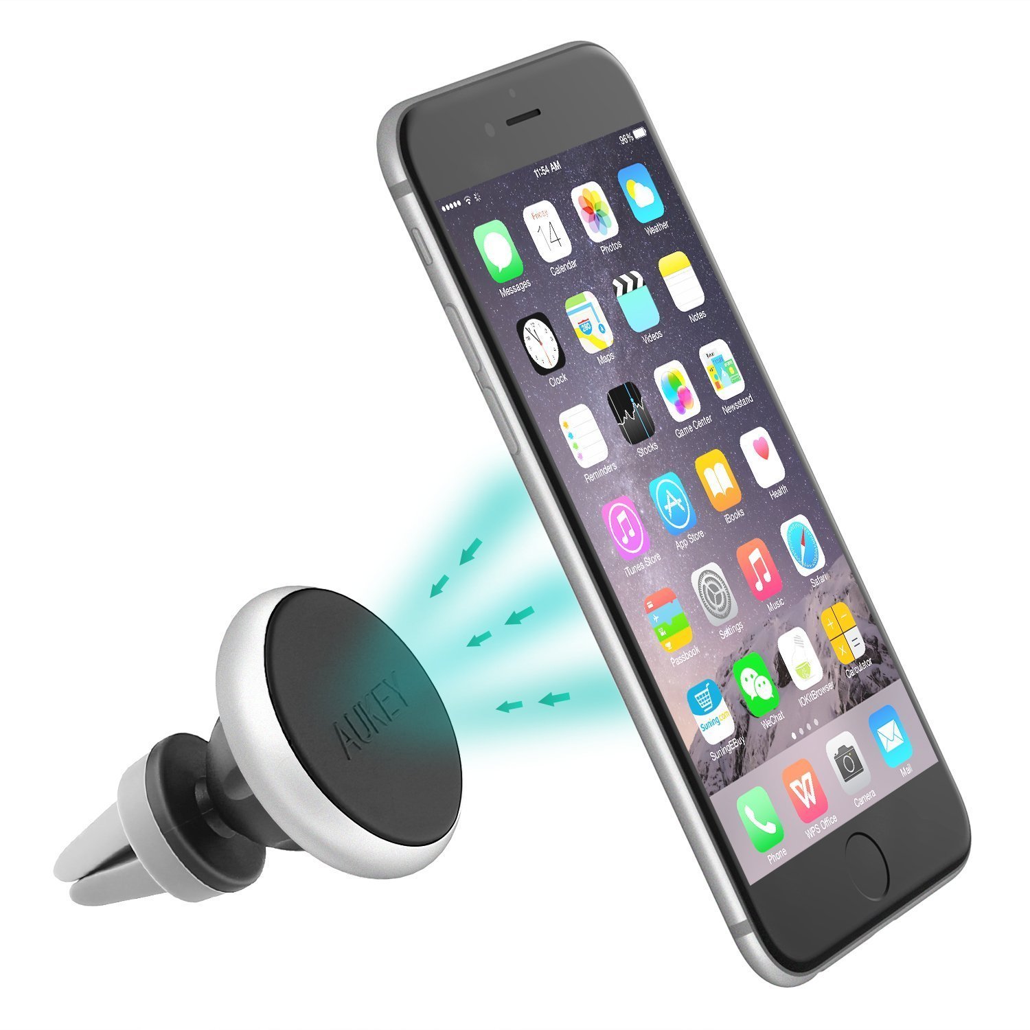 Aukey Car Phone Holder Car Aluminum Magnetic Mount 360 Degrees