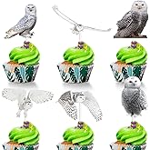 owl Cupcake Toppers set Picks Forest animals Theme child Boy girl Baby Shower Party Decorations - Set of 18