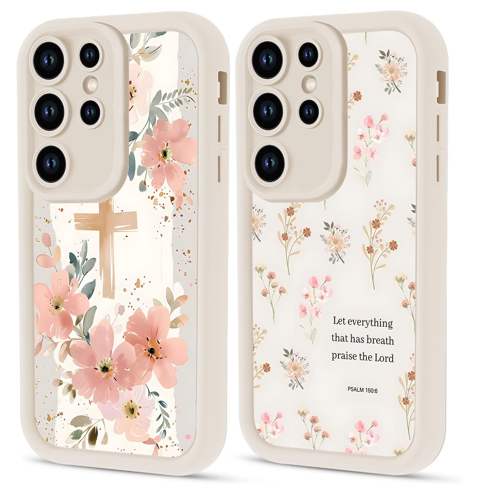 Aoldimu 2 Pack Floral Christian Cross Jesus Bible Verse Phone Cases for Samsung Galaxy S23 Ultra 5G for Women Girls,Soft Shockproof Protective Cover with Christian Quotes for Samsung S23 Ultra 6.8 "