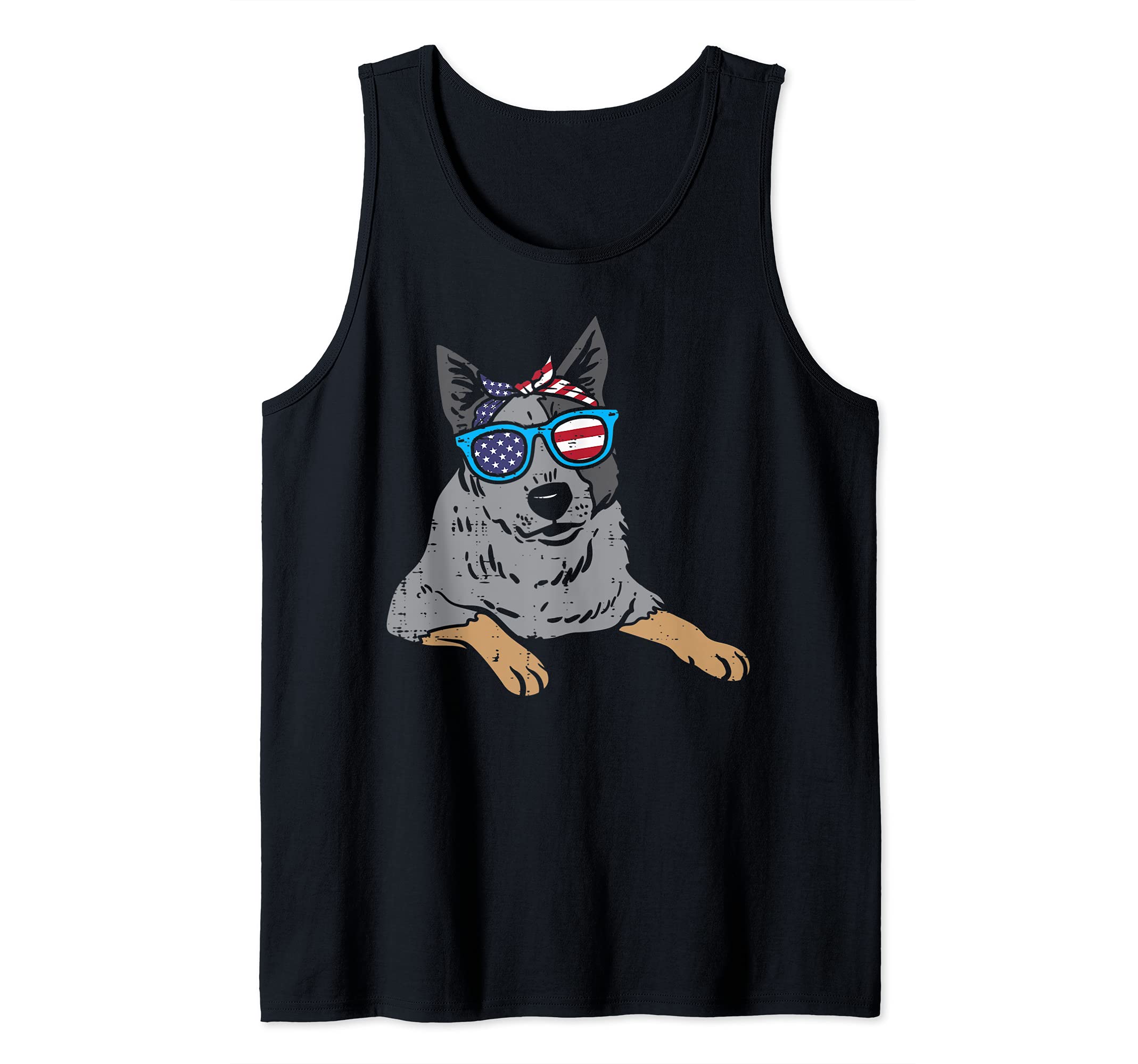 Bandana Heeler Cattle Dog American US 4th Of July Fourth Dog Tank Top
