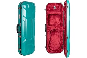 Crossrock Oblong Case fits 4/4 Full-Size Violin, Includes Interior Compartment, 2 Bow Holders, Security Lock, and Detachable Straps-Mint Blue (CRA860VFMB-R)