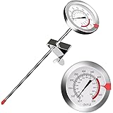 defull 9" Deep Fry Thermometer with Clip Instant Read Dial Thermometer 9 inch Stainless Steel Stem Meat Thermometer Cooking T