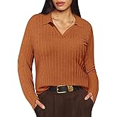 TIYOMI Plus Size Polo Shirts Knitted Long Sleeve Tops for Women XL-5XL