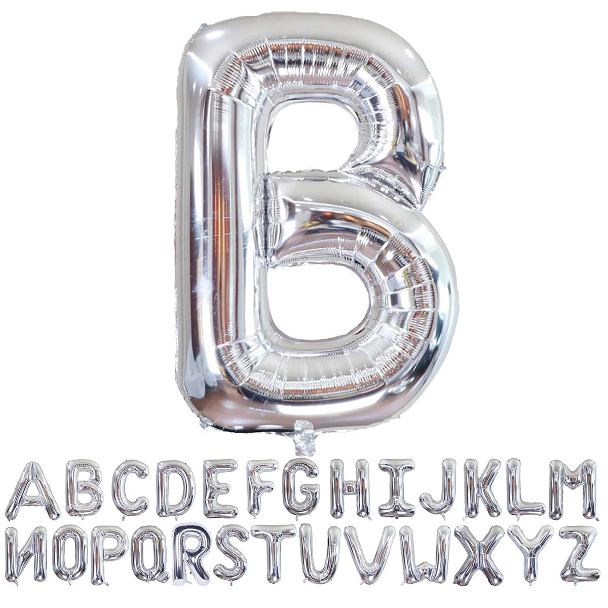 Photo 1 of Silver Letter B Balloons 40 inch Large Alphabet B Balloons Silver Helium Foil Letter Balloon Banner for Birthday Party Anniversary Wedding Decoration