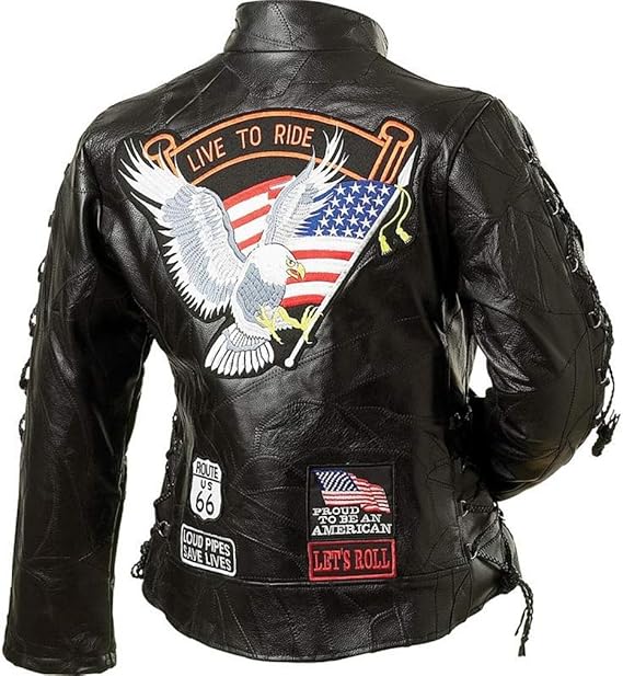 Diamond Plate Ladies' Rock Design Genuine Buffalo Leather