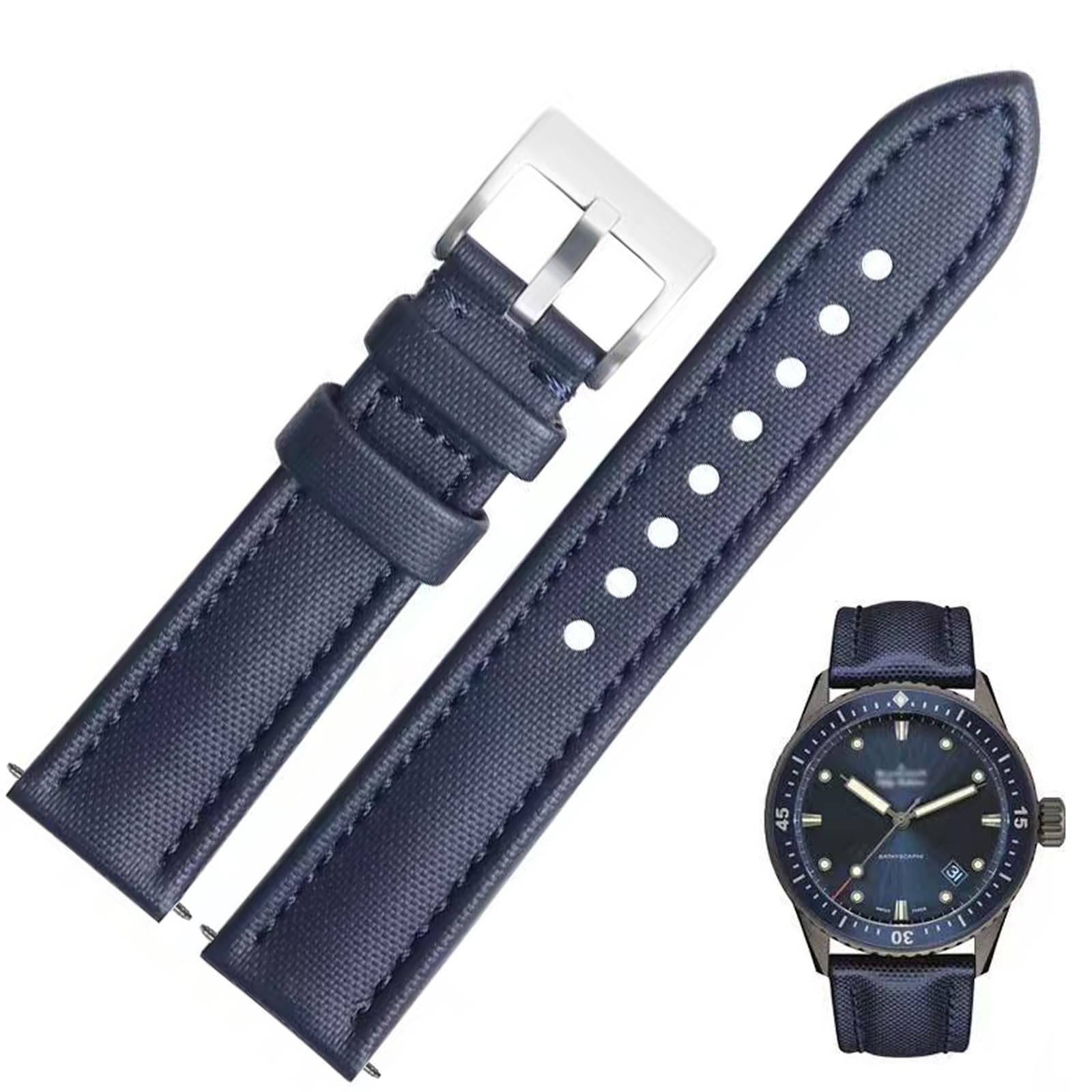 Photo 1 of Aoeiwv Nylon Leather Watch Band Quick Release Waterproof Resistant Oxford Fabric Durable Hybrid Premium Nylon Fiber Genuine Leather Universal Replacement Strap 18mm 19mm 20mm 21mm 22mm for Men Women
