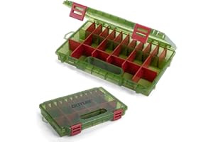 Goture Fishing Tackle Box Organizer - Transparent Fishing Organizer Box w/Measurement Ruler, Adjustable Dividers, Dual Latche