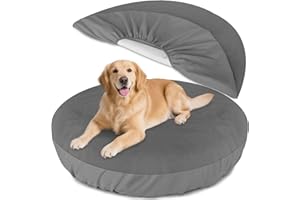 LOTUFLOR Dog Bed Covers Replacement Washable Waterproof Round Bed Protector for Donut Bed & Dog Couch, Gray 45 Inch