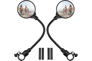 BOBILIFE Bike Handlebar Mirror 2 Pack - Rotatable And Adjustable Wide Angle Rear View Shockproof Convex Mirror Universal For Bike Bicycle