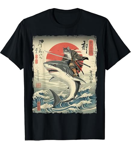 Amazon.com: Funny Cat Shirts Catzilla Japanese Art Vintage Tees T