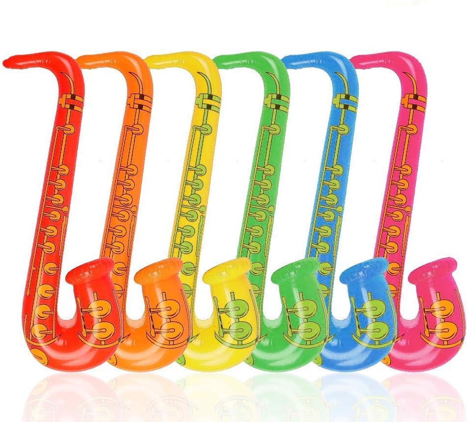 eKeRi Christmas 26 inch Party Inflatable Saxophone Toy for 80's 90's Themed Party,Halloween Costume Accessories,School Big Gigantic Show and Hip Hop Party Pack of 6