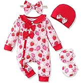 Mikrdoo Newborn Infant Baby Girl Clothes Fall Winter Outfits Long Sleeve Zipper Rompers with Headband