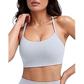 PAVOI ACTIVE Yoga Racerback Bras for Women - Buttery Soft Low Support Scoop Neck Y-Back Thin Strap Sports Bra - FlexFlow - X-Large, Silver
