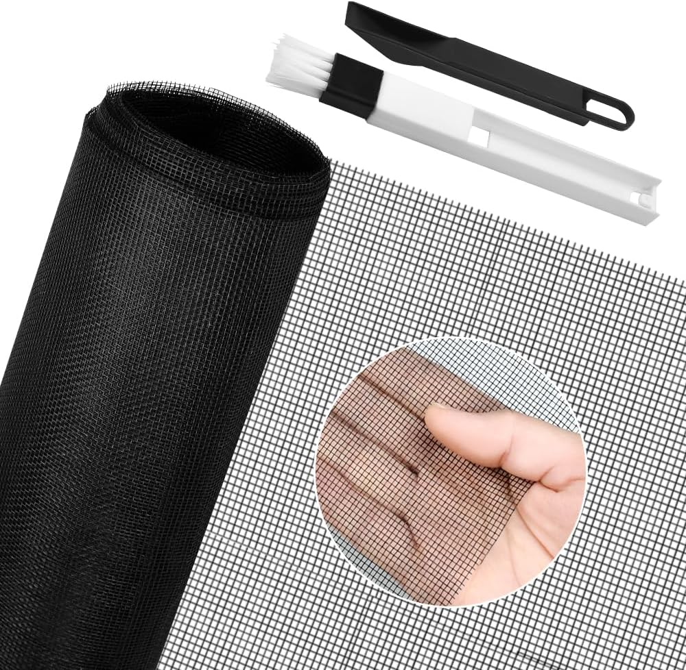 BUZIFU Window Screen Mesh 150x500cm Fiberglass Fly Insect Net Black