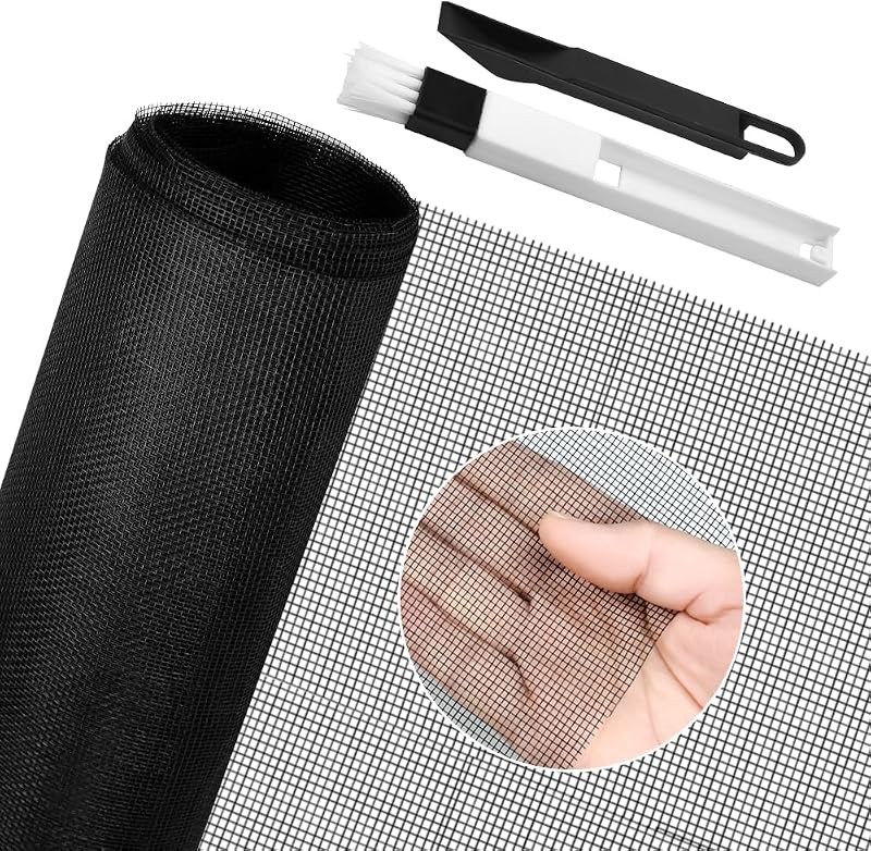 BUZIFU Window Screen Mesh 150x500cm Fiberglass Fly Insect Net Black