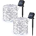 Brizled Outdoor Solar Fairy Lights 2 Pack, Total 132FT 400 LED Solar String Lights, 8 Modes Solar Christmas Lights with Memory Waterproof Outside Twinkle Lights for Indoor Wedding Party Cool White