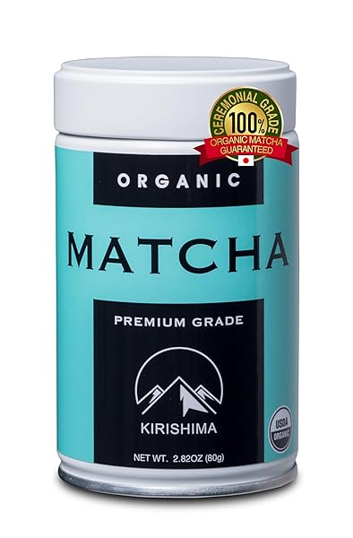KIRISHIMA KAGOSHIMA MATCHA, ORGANIC GREEN TEA POWDER, CEREMONIAL GRADE, TEAHOUSE EDITION PREMIUM FIRST HARVEST, CEREMONIAL PREMIUM GRADE, JAPANESE ORIGIN (2.82 OUNCE TIN)