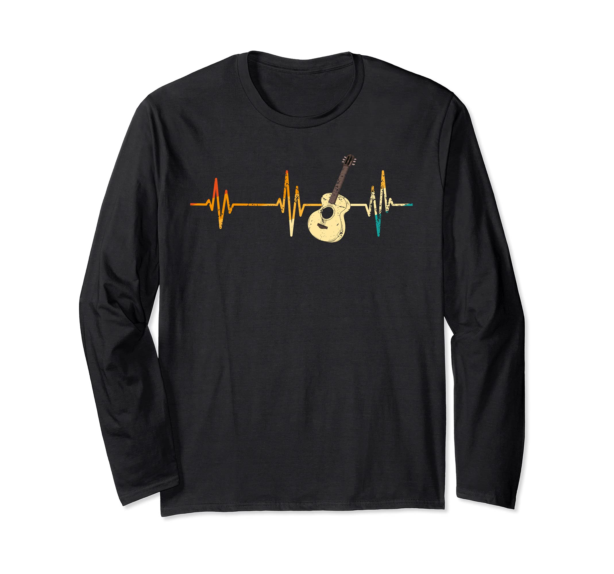 Guitar Player Musician Guitarist Heartbeat Acoustic Guitar Long Sleeve T-Shirt