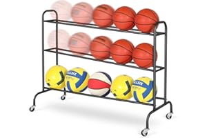 FHXZH Basketball Rack Training Stand - Tilt Ball Training Equipment Holder Shooting Rolling Storage Cart with Wheels Sports Outdoor Volleyball Soccer Football Garage Organizer Basketball Accessories