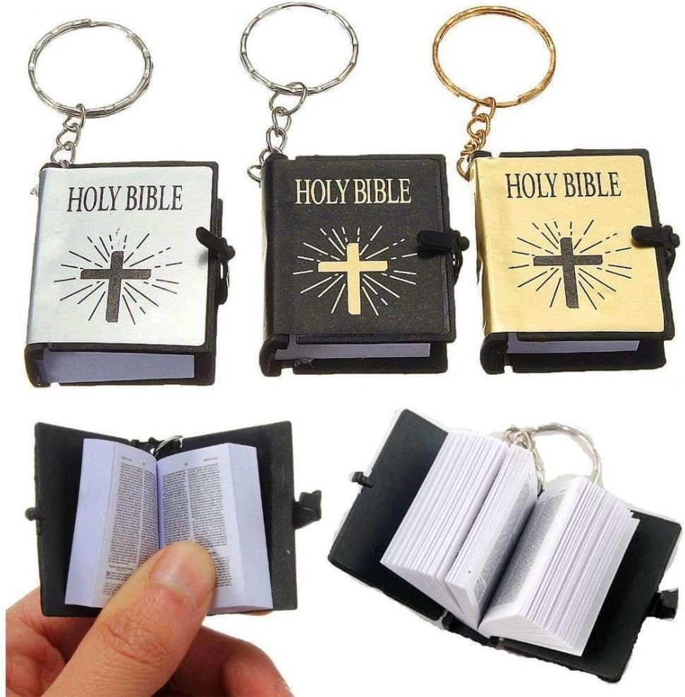 1pc Mini English Holy Bible Book Religious Christian Jesus Keychain Keyring Fashion for Men Women gift