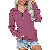 MISFAY Womens Half Zip Oversized Sweatshirts 2025 Casual Long Sleeve Hoodies Quarter Zip Up Pullover Fall Outfits with Pocket