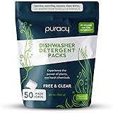 Puracy Platinum Dishwasher Detergent Pods, 50 Count, Natural Enzyme Powder Tablets, Spot & Residue-Free Dish Packs, Free & Cl