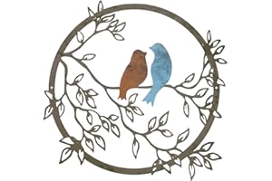 Spring Wreath, Metal Wreath, 12x12 Inch Decorative Sturdy Metal Wreaths for Front Door Multi-Purpose Bird Wall Art for Weddin