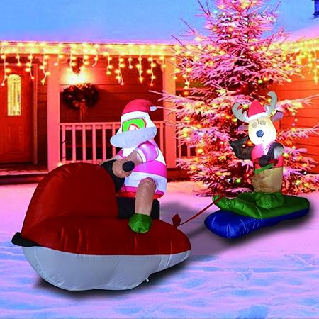 Amazon Com Goosh Christmas 4 Foot Inflatable Santa Riding On A