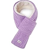 Doyesiee Kids Scarf for Girls Boys, Winter Long Fleece Lining Scarves Knitted Cross Tie Neck Warmer for Cold Weather