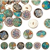 OLYCRAFT 24pcs 6 Styles Alloy Enamel Shank Metal Blazer Buttons, 20x8mm Flower Tree Theme Vintage Round Sewing Jacket, Coat & Suits Buttons