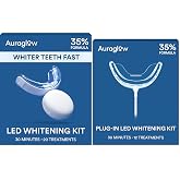Auraglow Teeth Whitening Kit Bundle, Rechargeable &amp; Wired LED Accelerator Lights, 35% Carbamide Peroxide Teeth Whitening Gel, 32 Treatments, Whiten Up to 10 Shades