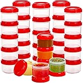 Elsjoy 30 Pack Condiment Container with Lid, 1.18 Oz Salad Dressing Container Cup To-Go Small Food Storage Container, Reusabl